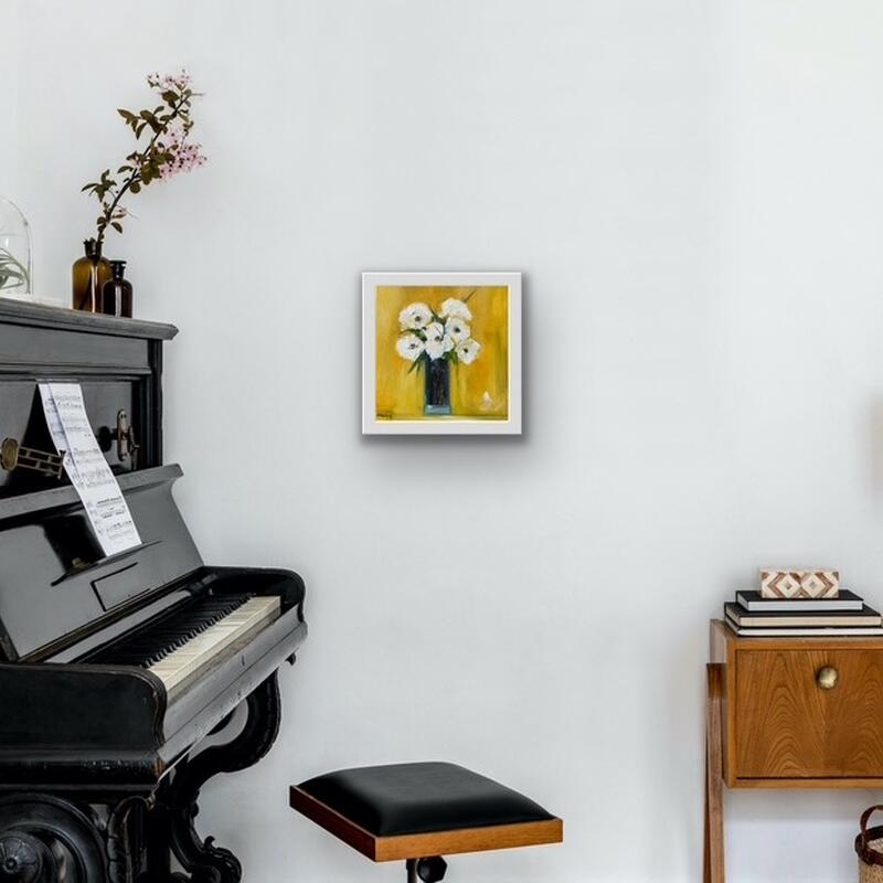 White anemones on Indian Yellow